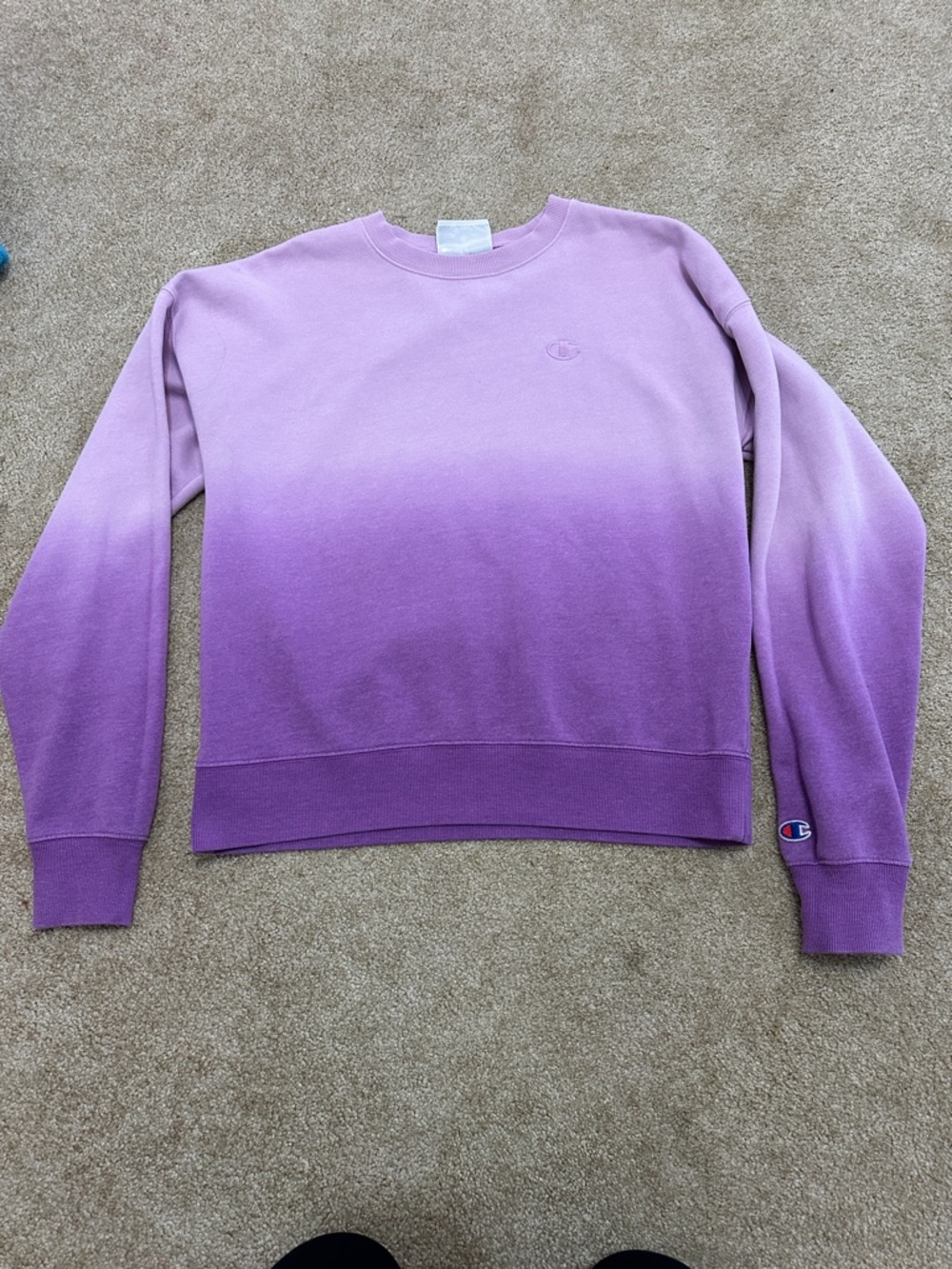 Champion Women's Lavender to Deep Purple Ombre Crewneck Sweatshirt